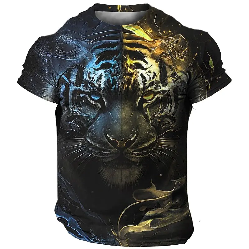 

3D Print Jersey Tiger T Shirt For Men O Neck Men's Clothing Summer Casual Sweatshirt Tops Cool Tees Male Breathable Streetwear