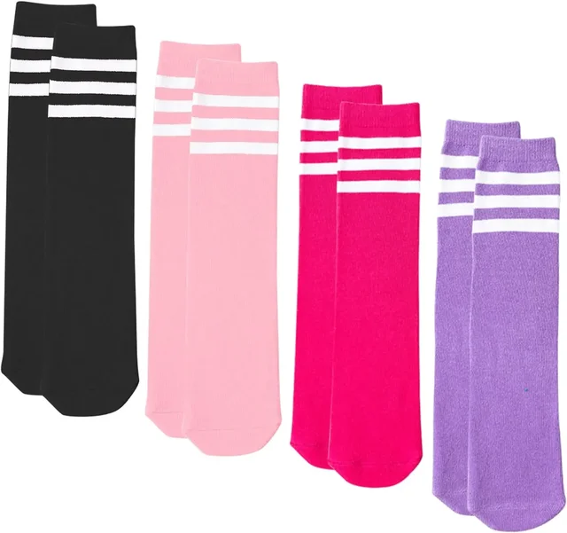 Kids Soccer Socks Three Stripes Knee High Socks Cotton Sports Socks Toddler Boys Girls Uniform Tube Socks 3