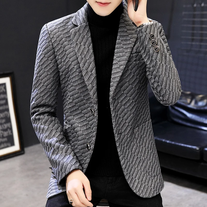 

Men's Suit Blazer Gray One Piece Lapel Single-breasted Formal Bussiness Jacket Prom Tuxedos Patterned Wedding Groomsmen 3XL