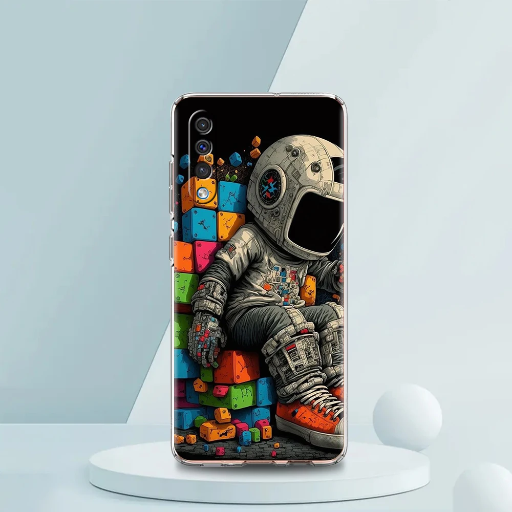 Cartoon Astronaut Space-Themed Transparent Phone Case Cover