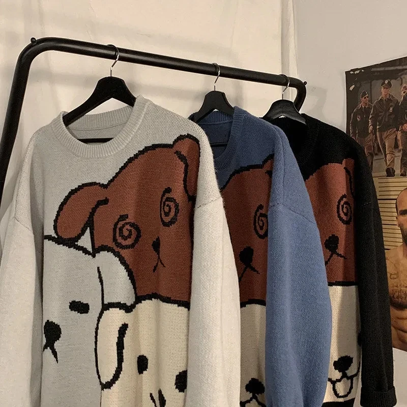 2024 Spring And Autumn Printed Sweater Men Korean Edition Loose Student Couple High Quality Banquet Travel Knitwear Long Sleeved