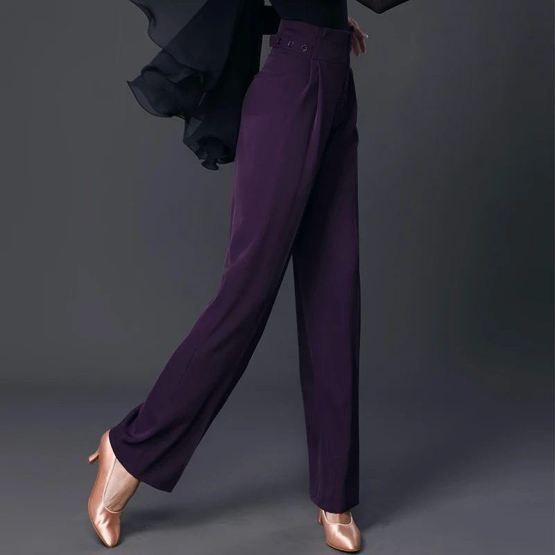 3 Colors Latin Dance Modern Dance Pants For Women High Waist Pants Wide Leg Practice Clothes Ballroom Wear SL7331