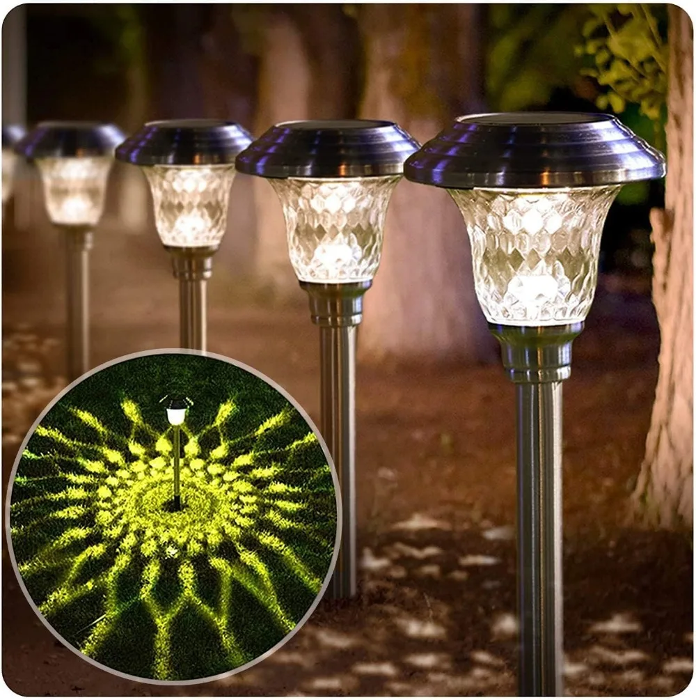 

8 Pack Solar Pathway Lights Dusk To Dawn Automatic Open/close for Outdoor Patio Walkway Stainless Steel Waterproof Energy Saving