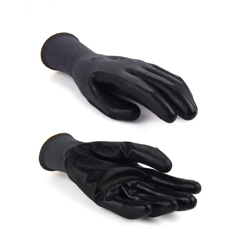 Industrial Protective Work Safety Gloves 1Pairs Black Pu Nylon Cotton Glove with Brand All Sizes work gloves