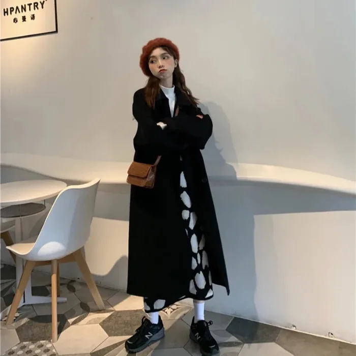 Woolen Coat Women's Autumn And Winter 2023 New Thickened Mid Length Double Breasted Windbreaker Woolen Coat Coat
