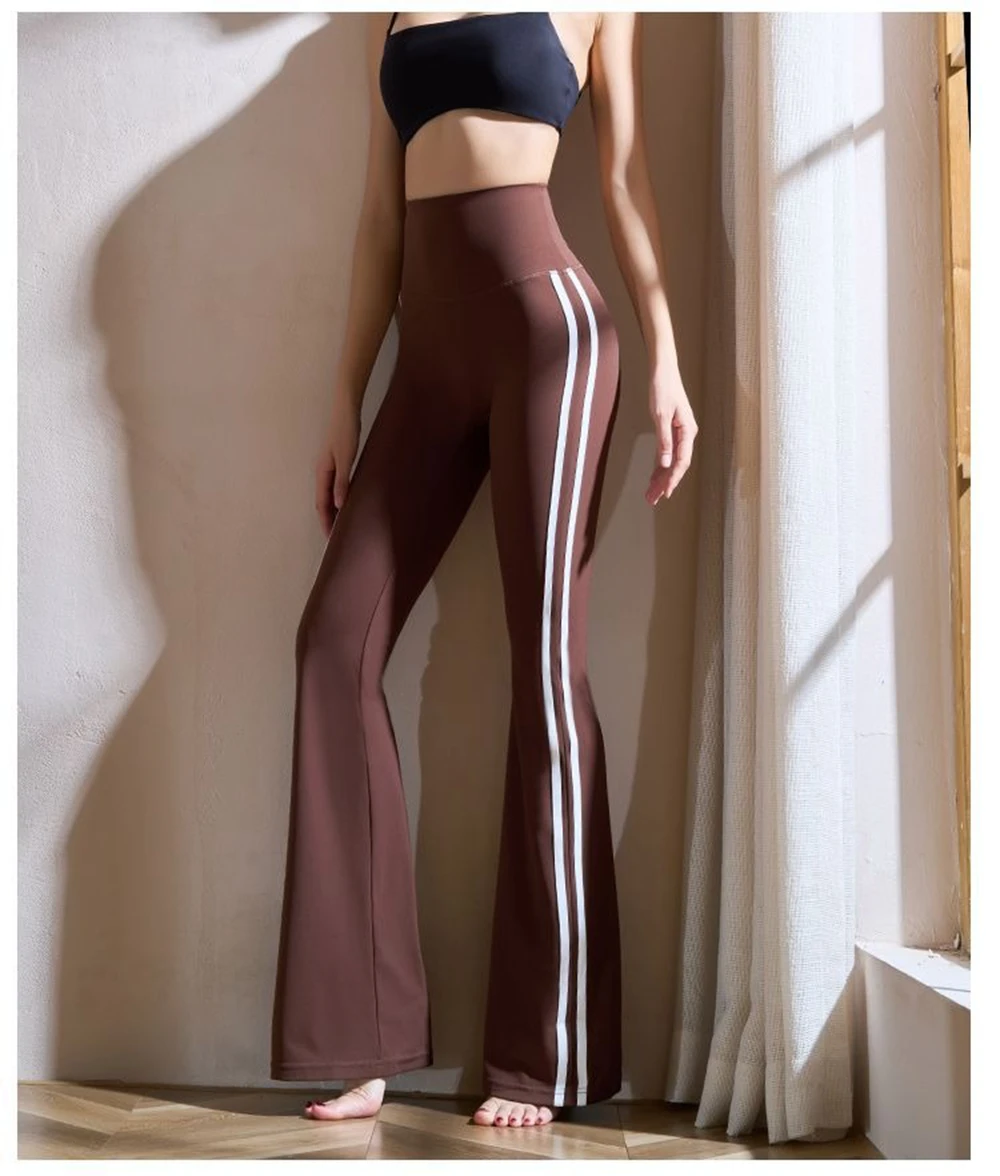 Womens Yoga Flare Leggings Fitness Push Up High Waist Wide Leg Workout Pants Gym Elastic Tights Female Sport Pant Bell Bottomed 5