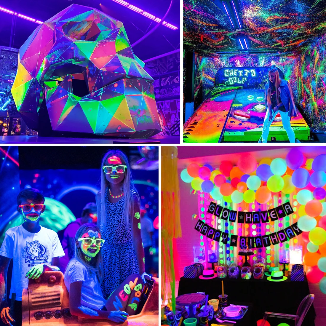 40W 3 Pack LED Black Light Bar, UV BlackLights ，Light UP 22*22ft*3，Fluorescent Body Paint Halloween Decorations