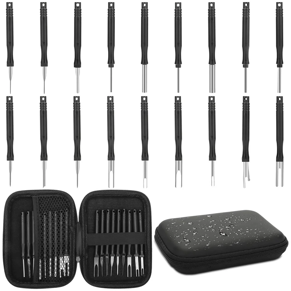 18Pcs Car Terminal Removal Kit Repair Inspection Tools Auto Cable Plug Remove Pin Puller Electrical Wire Crimp Disassembly Tools