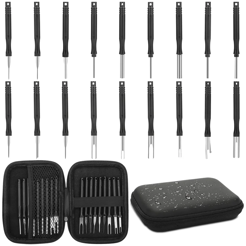 18Pcs Car Terminal Removal Kit Repair Inspection Tools Auto Cable Plug Remove Pin Puller Electrical Wire Crimp Disassembly