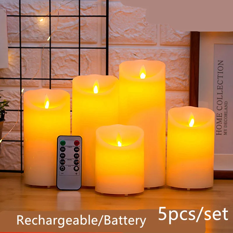5PCS LED Flameless Candle Night Lights With Remote Control New Year