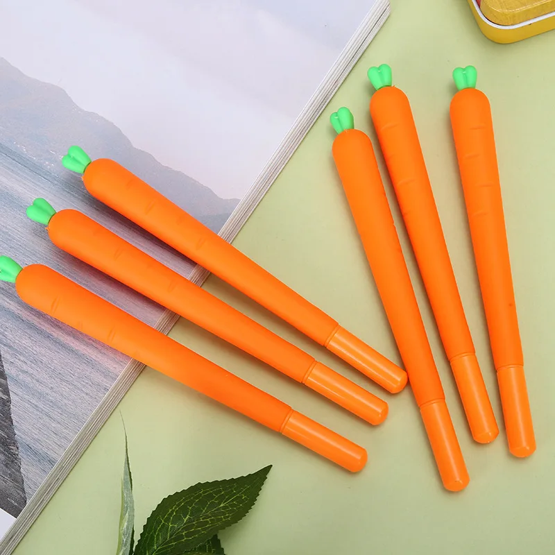 

4pcs Kawaii Carrot Shape Gel Pen 0.5mm Black Ink Cute Ballpoint Pen School Office Student Writing Stationery Supplies