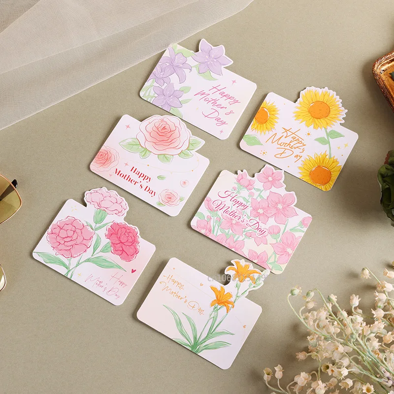 10pcs 2025 Mother's Day Greeting Cards Floral Bouquet Greeting Cards Flowers Happy Mothers Day Love Mom Card for Mom Gifts