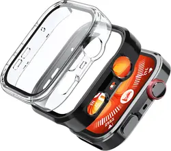 Durable Hard Case with Tempered Glass Screen Protector - Full Coverage, Anti - Scratch Shell for 2PCS (Black Transparent)