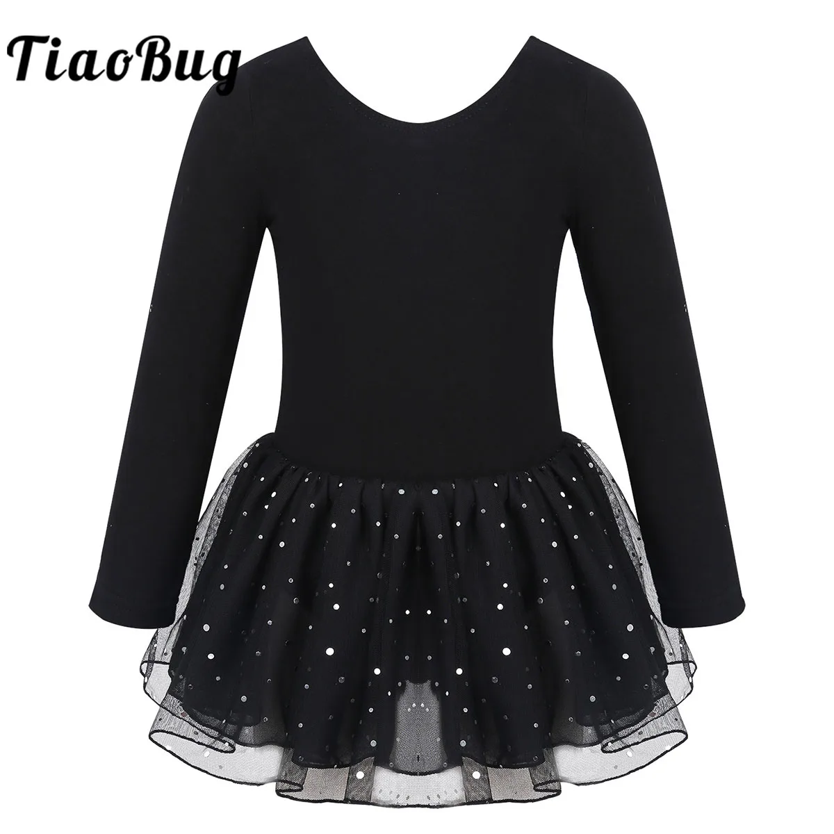 

Kids Girls Ballet Dress Long Sleeves Shiny Mesh Gymnastics Leotard Ballerina Bassic Bodysuit Dancewear Practice Dance Leotard