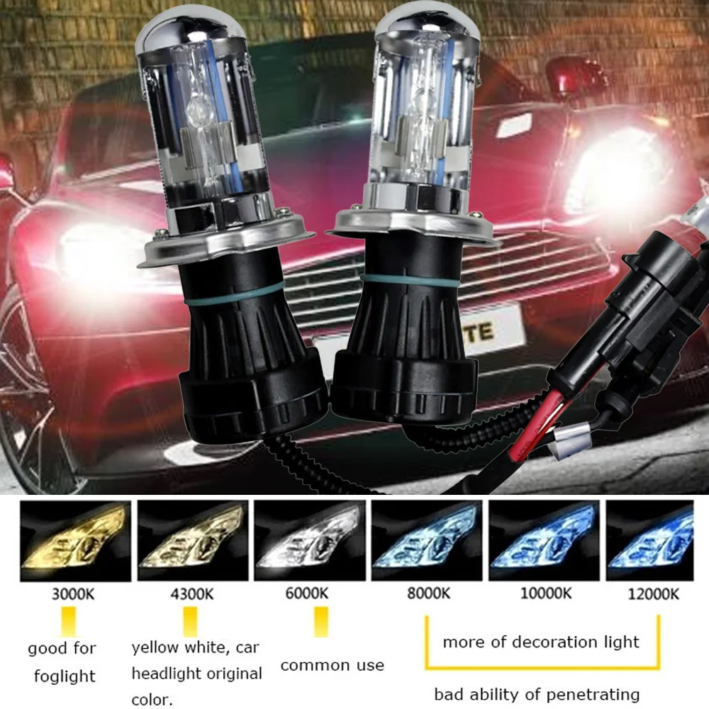 2pcs Bi Xenon H4 Hid Bulb 12v 35w 55w 9004 9007 H13 Replacement H43 Hi