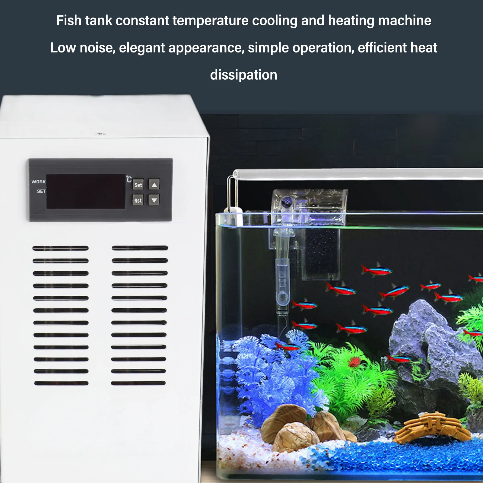 72W Water Chiller Fish Aquarium Cooler 3L/Min 30‑35dB Low Noise Constant Temperature Cooling System Water Cooling System, water chiller