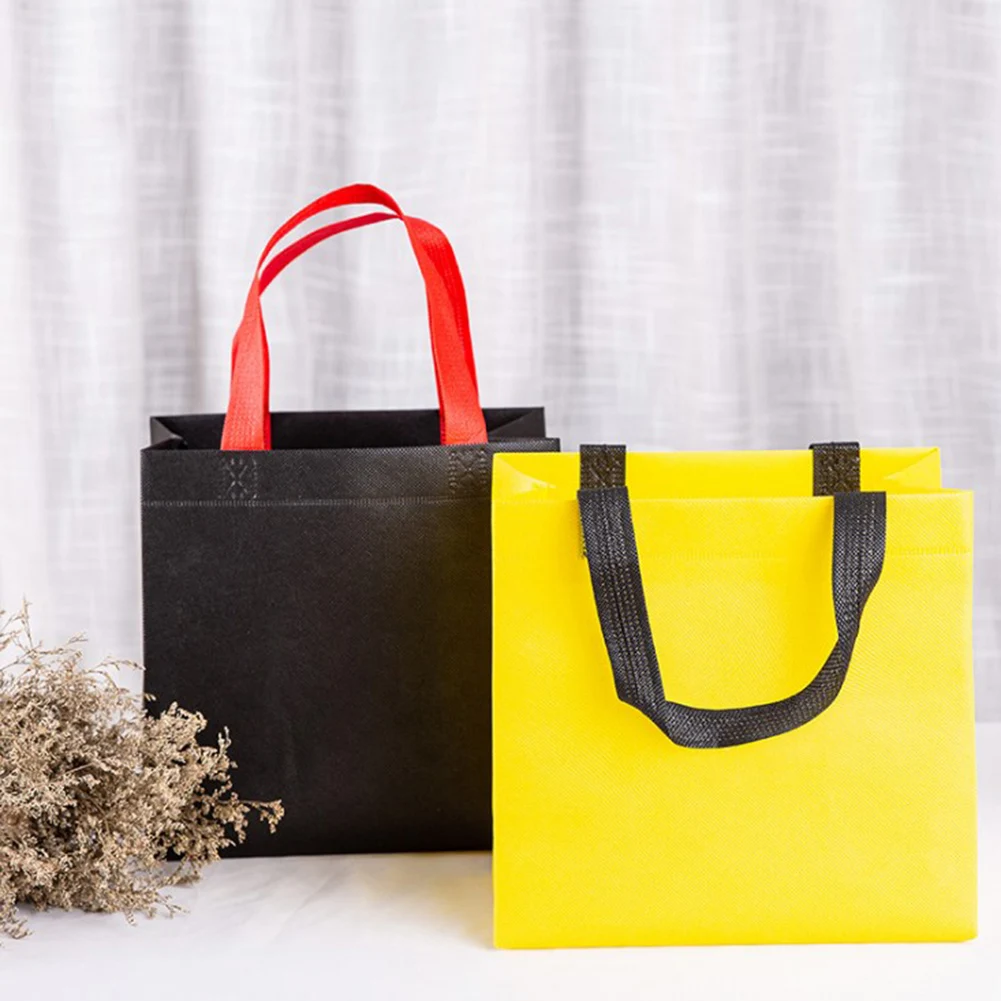 Casual Foldable Shopping Bag Reusable Eco Unisex Fabric Non-woven Shoulder Fabric Bags Pure Color Tote Grocery Bags Pouch 2