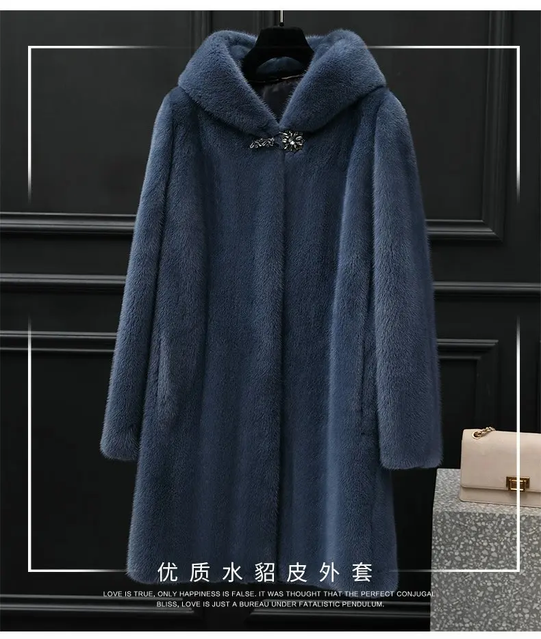 

2023Hot Sale Mink Fur Coat for Women Luxurious Clothes Whole Mink Midi Long Fur Hooded Coats Mink Winter Jackets Manteau Femme