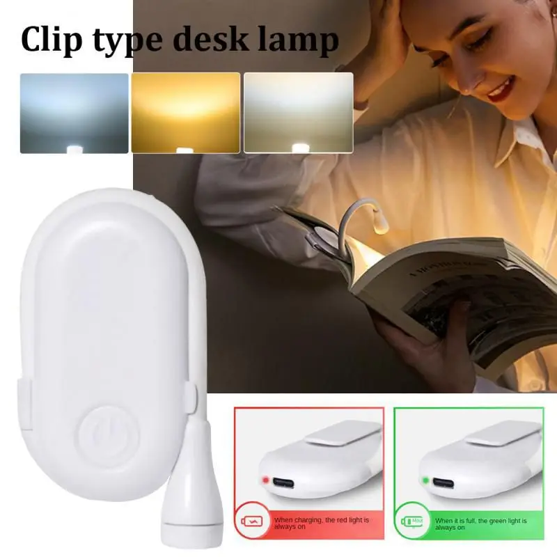 

1~5PCS Rechargeable Book Light Mini LED Reading Light 3-Level Warm Cool White Flexible Easy Clip Lamp Read Night Reading Drop