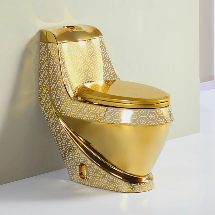 Electroplated Golden Color Modern Bathroom Sanitary Ware Luxury Wc Toilet Bowl and Pedestal Basin Sink Ceramic Gold Toilet Set