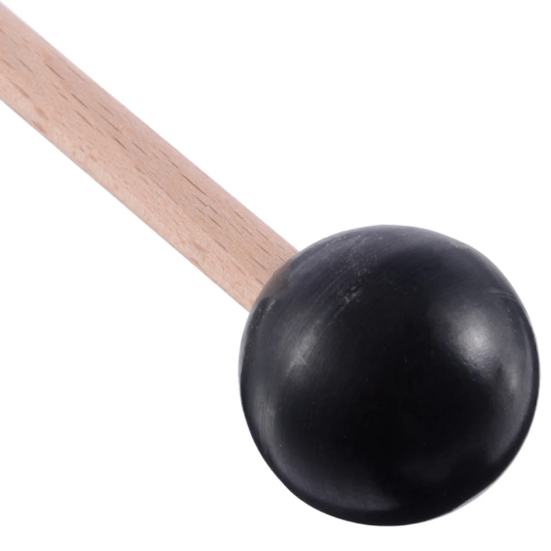 ABME 10Pcs Soft Rubber Head Sticks Wood Handle Bell Mallets For Glockenspiel Xylophone Bell Music Instruments Parts Black