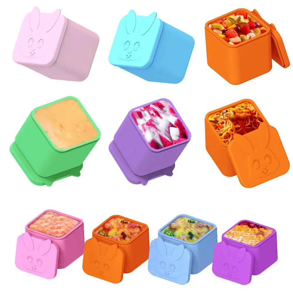 Non-stick Silicone Lunch Box For Kids Sauce container With Lid Lunch Box Small Accessories Ice Cube Tray