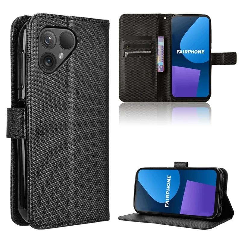 Per Fairphone 5 Case Luxury Cover Diamond Pattern Skin Pu Leather Wallet Stand Per Fairphone 5 Fairphone5 Phone Bags