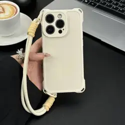 Wrist Strap Soft Shockproof Phone Case with Rope Lanyard for Xiaomi Poco X4 Pro5G (White)