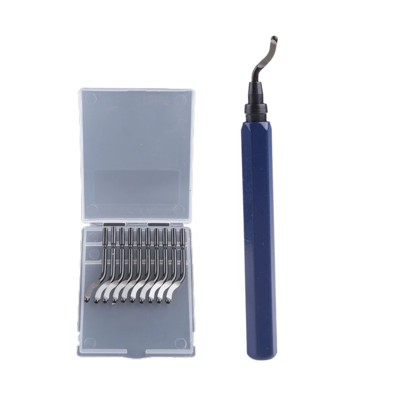 Handle Burr Metal Deburring Remover Cutting Tool with 10pcs Rotary Deburr Blades Drop Shipping