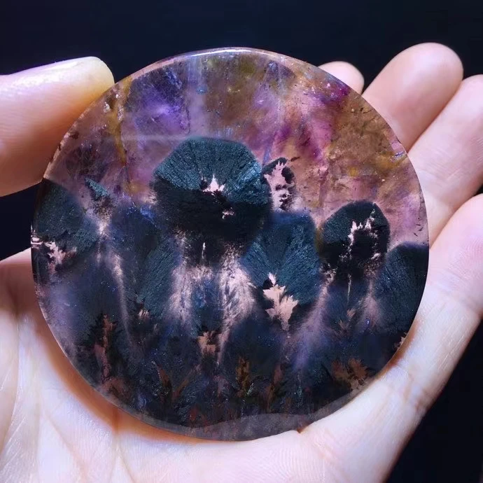 

Natural Cacoxenite Black Auralite 23 Pendant Jewelry 58.2/58.2mm Rutilated Round Women Men AAAAA