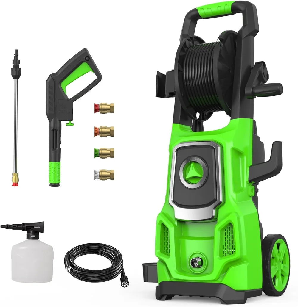 

Electric Pressure Washer,3800 Max PSI, 2.6 GPM Power Washer Machine with Hose Reel,4 Quick Connect Nozzles, Foam Cannon