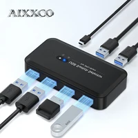 AIXXCO USB Switcher 2 Inputs 4 Outputs USB KVM Switch USB 3.0 Sharing Controller Hub Adapter For Computer Printer Keyboard Mouse 1