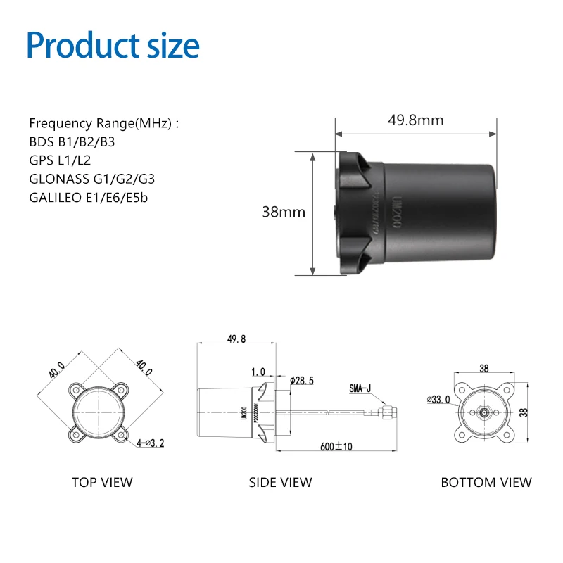 XYZ-GNSS High Precision Positioning Helix Antenna UM200 Four-star Multi-frequency UAV Flight Control Vehicle RTK