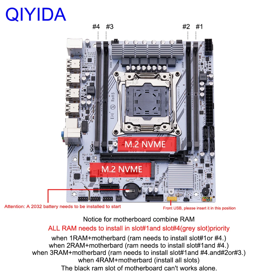 QIYIDA X99 マザーボードセットキット LGA2011-3 Xeon E5 2680 V4 DDR4