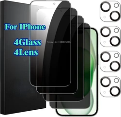 Deluxe Privacy and Camera Lens Protector Combo Pack - iPhone 12 Mini (4Glass 4Lens)