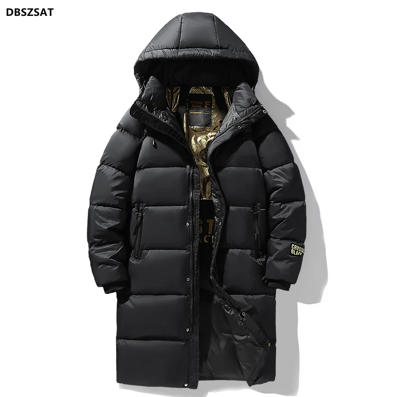 

XKK Men's White Duck Down Jacket Warm Hooded Thick Puffer Jacket Coat Male Casual High Quality Overcoat Thermal Winter Parka Men
