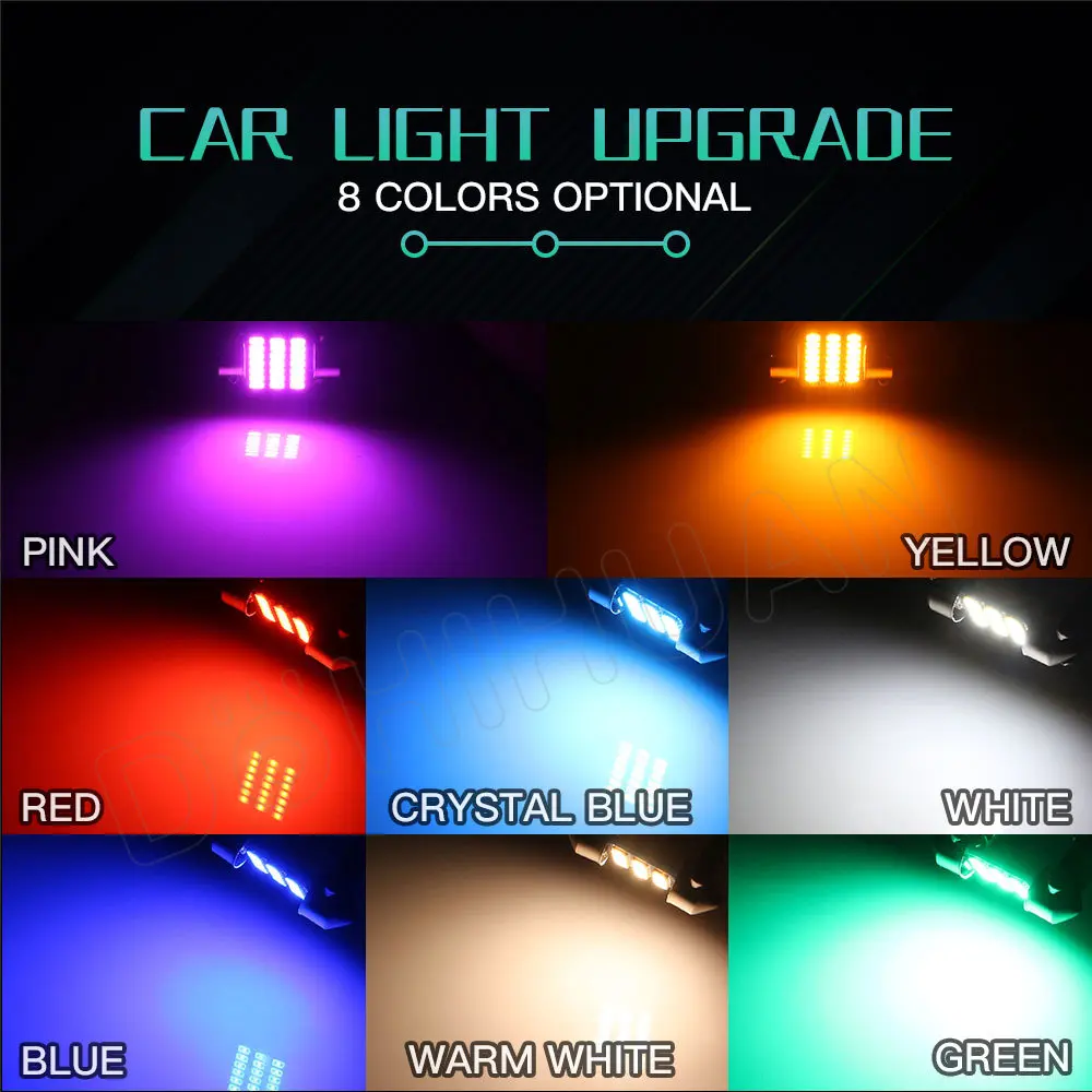 DOHIHUAN 2PCS C5W Led C10W Bulb T10 Festoon 31 mm 36mm 39mm 41mm 28mm 31mm W5W BA9S Signal Lamp 12V Red Blue Car Interior Light