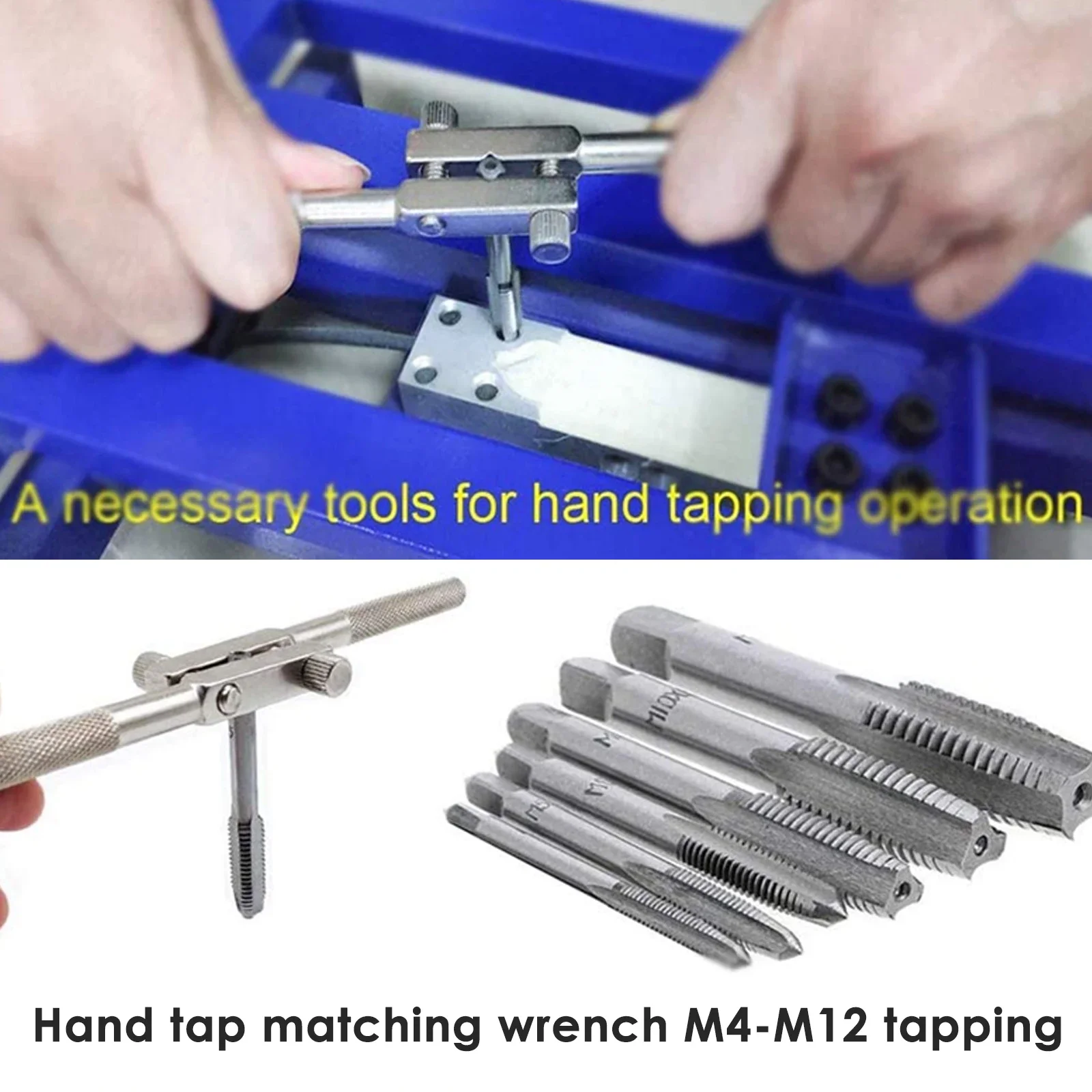 

Taps Holder Tapping Reamer Tools M4-M12 Adjustable Tap Wrench for Thread Tap Handle Tapping Reamer Repair Tools Tap & Die