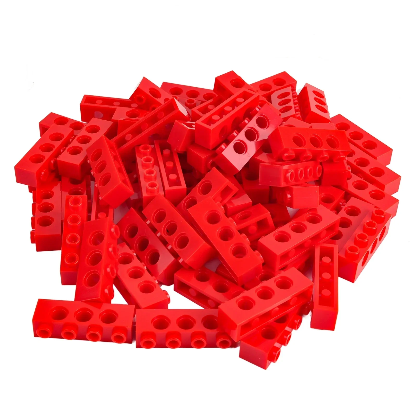 100개/세트 MOC 3701 두꺼운 기술 빌딩 블록 부품 1x4 3홀 빔 교육용 조립 브릭 장난감 액세서리