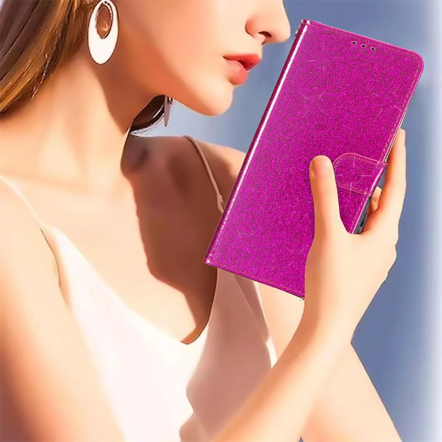 Glitter Leather Flip Phone Case - Premium Edge 60 50 Pro