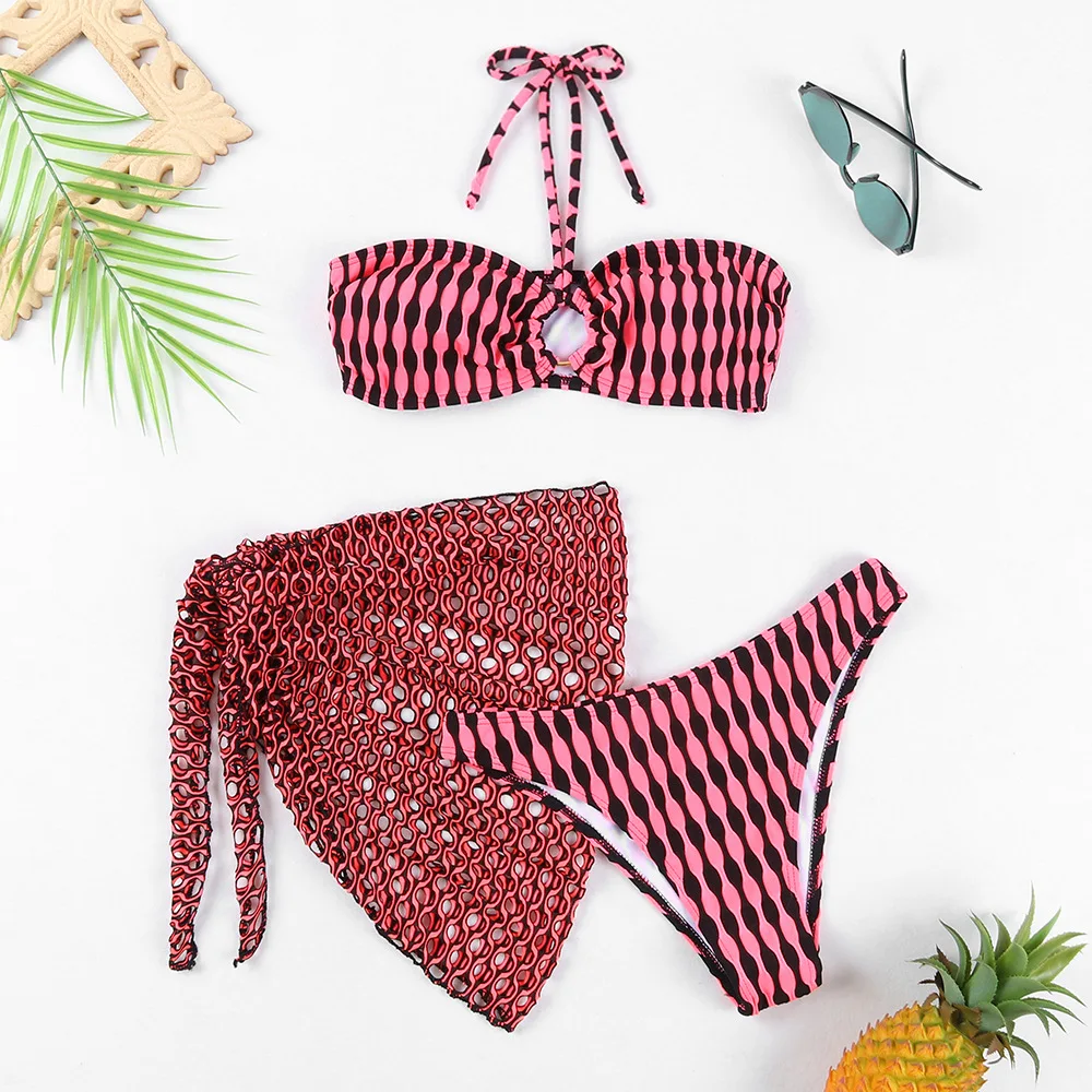 

New Swimsuit Split Bra Hanging Neck Swimsuit Beach Vacation High Waist Bikini Beach Vacation Bathing Suit Women