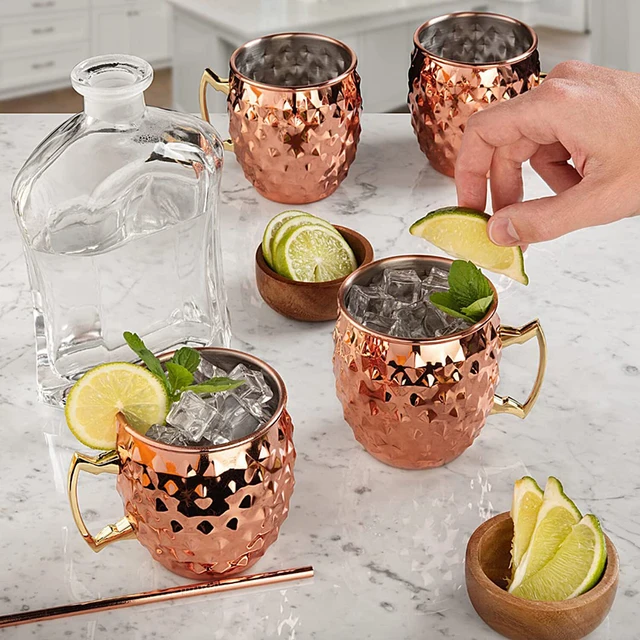 Set 4 Bicchieri In Rame Moscow Mule - 16 Oz, Grado Alimentare, Fatto A Mano, Per Cocktail Ghiacciati - Foto 11