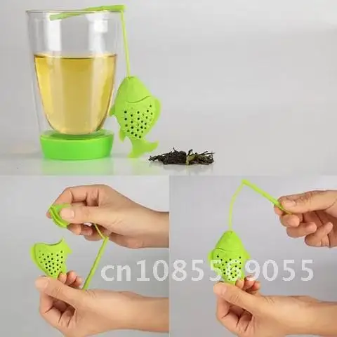 

Silicone Tea Infuser Non-toxic Herbal Spice Kitchen Supplies Bag Strainer Fish Shaped Teapot Accessory 1 PCS