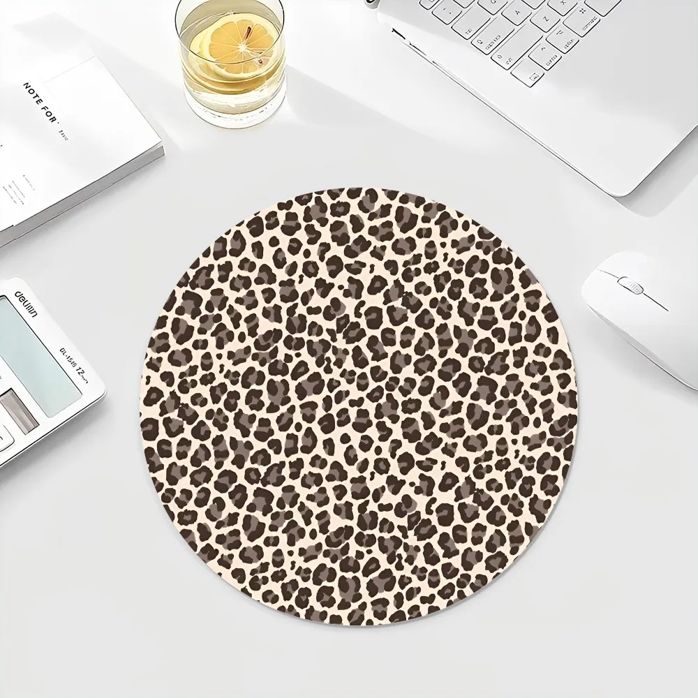 Leopard Print Panther22x22cm Round Kawaii Cartoon Anime Gaming Mouse Pad Keyboard Mouse Mats Deskpad Girls for PC Mouse Carpet 2