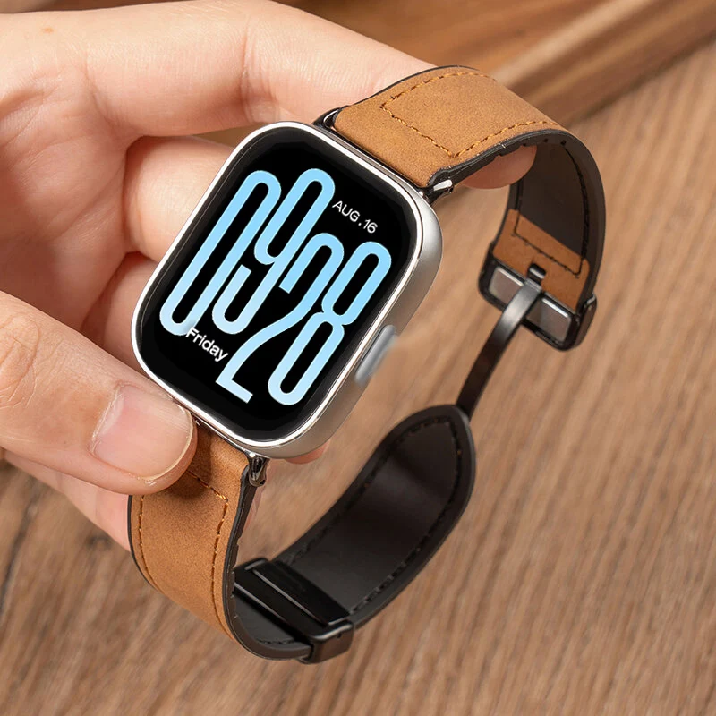 Elegant Leather Strap with Metal Magnetic Buckle - Premium Watchband Replacement