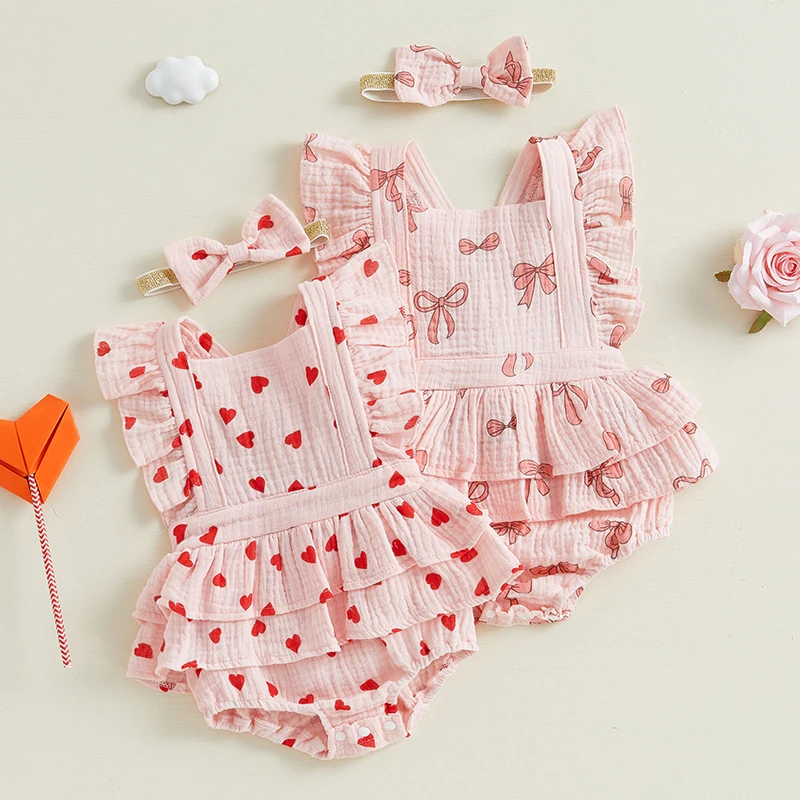 Baby Heart Pajamas Romper with Headband