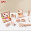 Wooden Pretend Play Toy Makeup Kit Cosmetic Bag Doctor Imitation Game Tool Set Toys for Girls and Boys Interest Development Gift 1