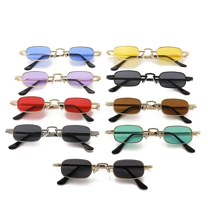 

Classic Candy Color Sunglasses Color New Metal Rectangular Sunglasses Glasses UV400 Protective Small Oval Women