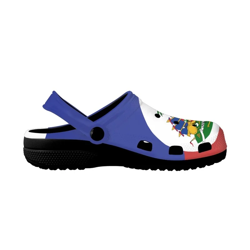 Haitian Flag Summer Slippers For Adults Breathable Garden Shoes Sandals Zapatos Summer Lightweight Hiking Slides