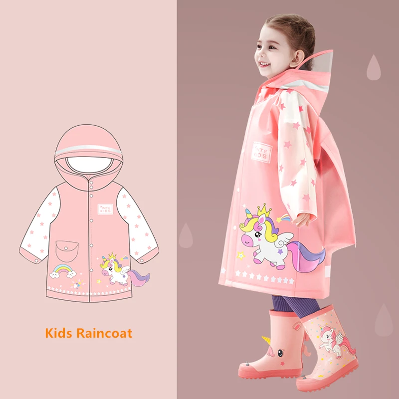 Unicorn Umbrella Jacket Unicorn Raincoat Set For Kids Clear